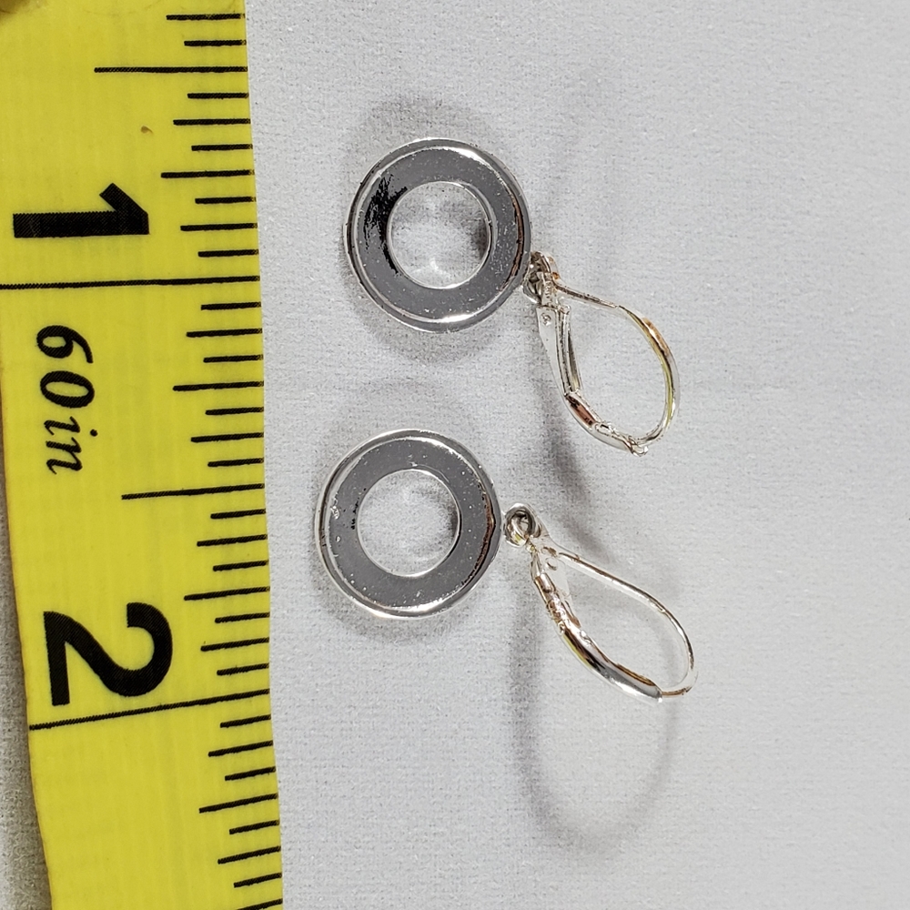 925 silver small circle earrings dangle pierced - Picture 4 of 4